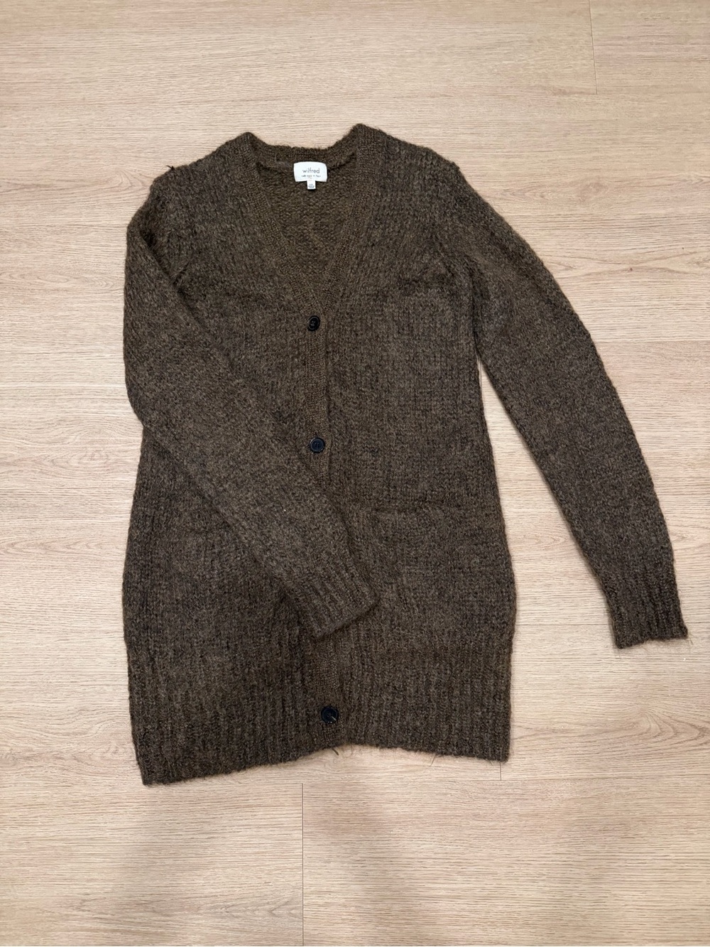 Wilfred Brown Knit Longline V-Neck Cardigan